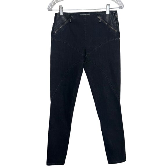 McQ Alexander McQueen Black Low Rise Leather Hip Skinny Jean - Picture 1 of 10